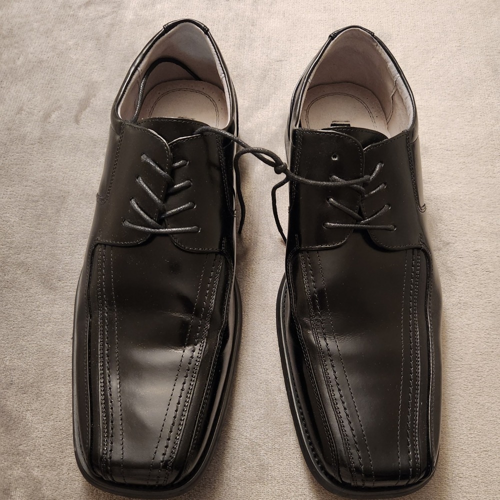 Stacy Adams Mens 24340-001 Black Leather Square Bicycle Toe Dress Shoes 12M